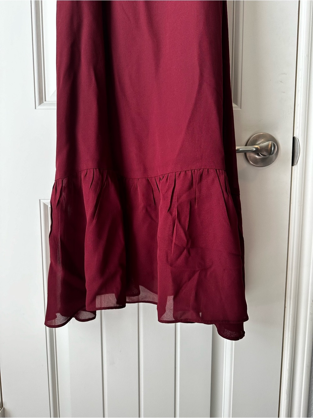 Reformation Burgundy Maroon Strappy Slip Ruffle Maxi Dress size 0 - Picture 5 of 15